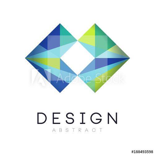 Green Colored Company Logo - Colorful modern logo template. Geometric label in gradient blue and ...