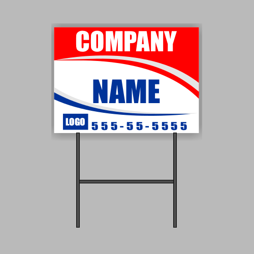 Red White and a Brand Name Logo - Red White & Blue Yard Sign with Custom Text & Logo - Valle Signs NY