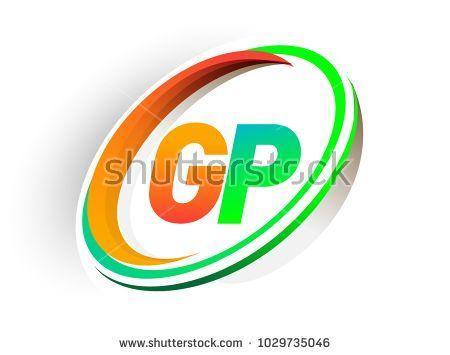 Green Colored Company Logo - initial letter GP logotype company name colored orange and green ...