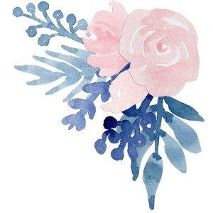 Navy Blue Flower Logo - Watercolor Flower Navy Blue Blush Pink Floral Clip Art in 2019