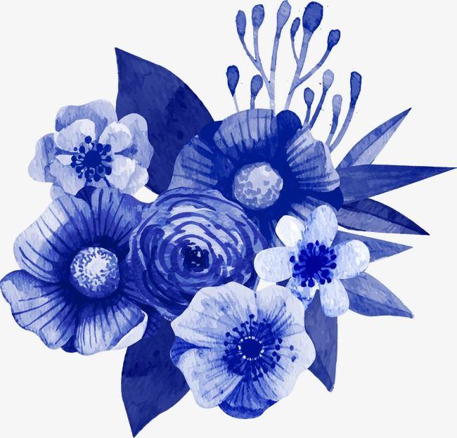 Navy Blue Flower Logo - Vector Dark Blue Floral Decorations, Vector, Navy Blue, Flowers PNG ...