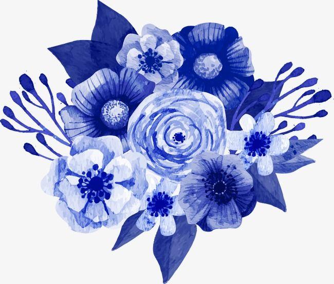Navy Blue Flower Logo - Vector Dark Blue Floral Decorations, Blue Vector, Floral Vector