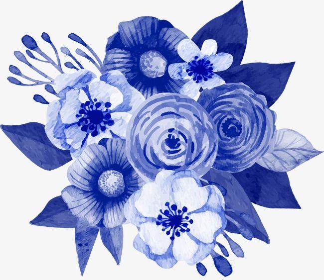 Navy Blue Flower Logo - Vector Dark Blue Floral Decorations, Vector, Navy Blue, Flowers PNG