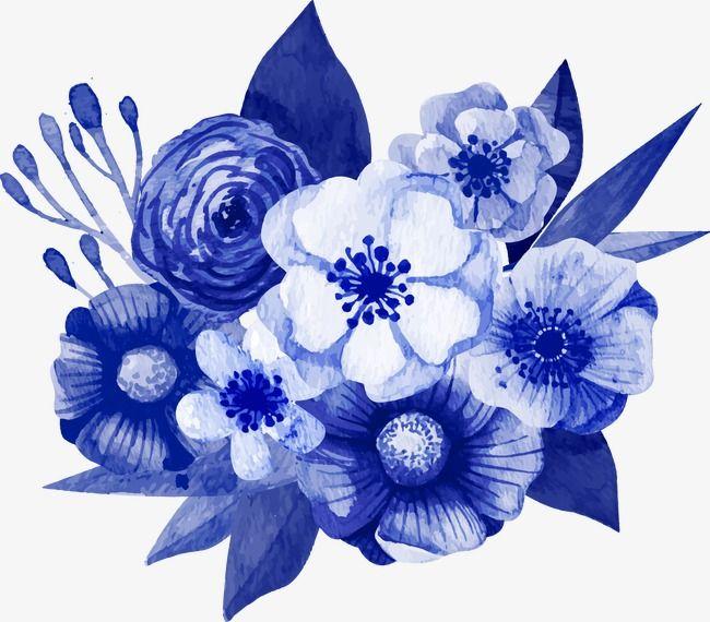 Navy Blue Flower Logo - Vector Dark Blue Floral Decorations, Vector, Navy Blue, Flowers PNG