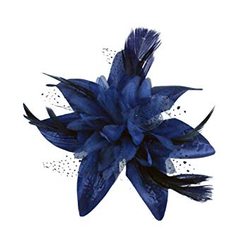 Navy Blue Flower Logo - Navy Blue Flower and Spotted Net Bridal Hair Comb Fascinator: Amazon