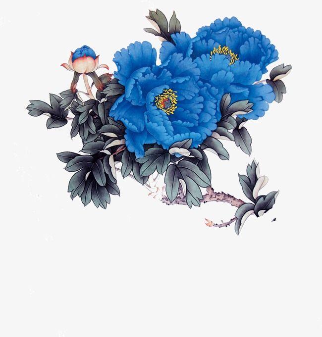 Navy Blue Flower Logo - Noble Painted Dark Blue Flowers, Hand Painted, Navy Blue, Noble PNG ...