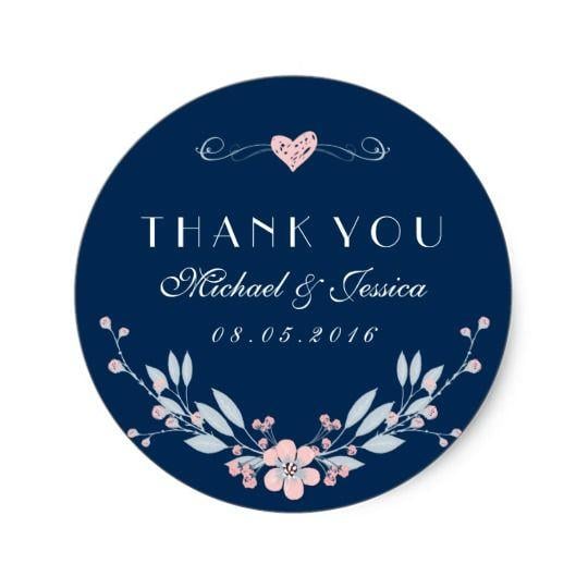 Navy Blue Flower Logo - Navy Blue Vintage Flower Wedding Sticker with Love. Zazzle.co.uk