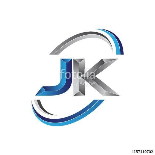 Jk Logo - Simple initial letter logo modern swoosh JK Stock image and royalty