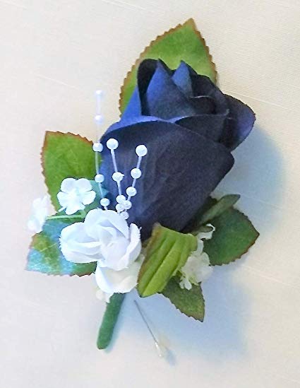 Navy Blue Flower Logo - Amazon.com : Navy Blue Rose Boutonniere Wedding Or Prom Flowers