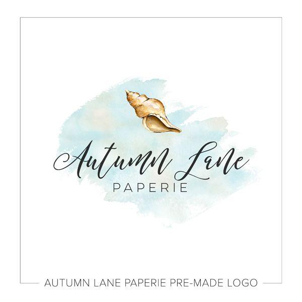 Sea Shell Logo - Watercolor Seashell Logo | Autumn Lane Paperie