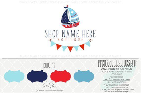 Red White and Blue Clothing Logo - Premade Red White and Blue Nautical Sailboat Logo Beach Logo | Etsy