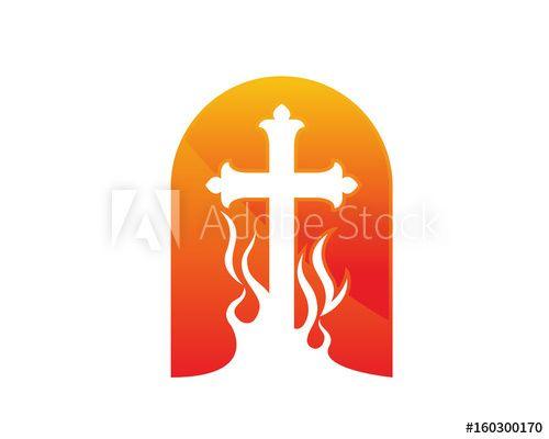 Fire Cross Logo - Modern Church Logo - On Fire Church Window With Cross - Buy this ...