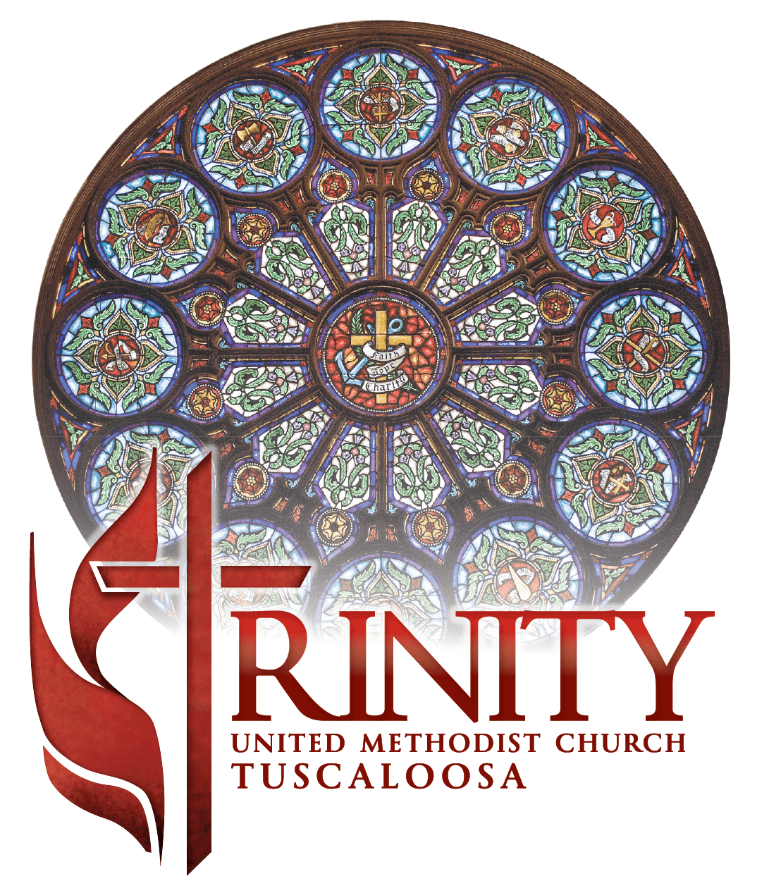 Church Window Logo - Trinity Logo with Rose window – Trinity United Methodist Church