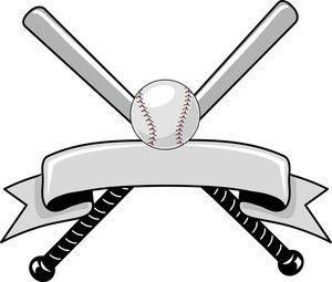 Baseball and Baseball Bat Logo - Baseball Clipart Image Logo Graphic with a Baseball over