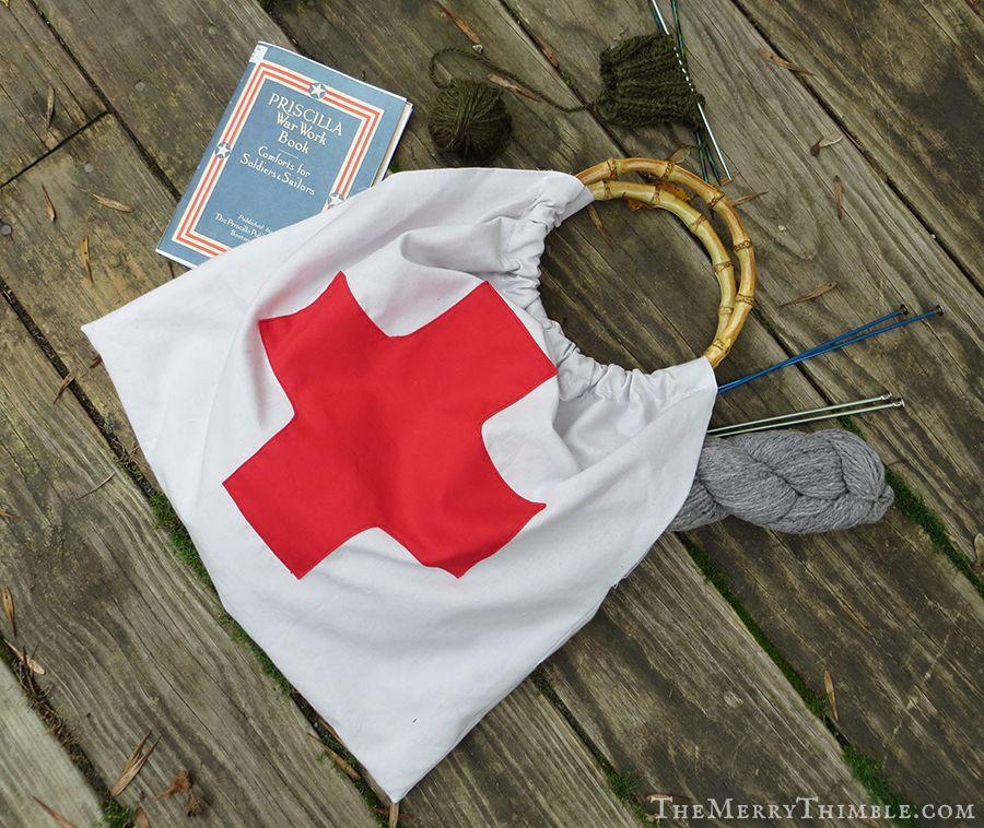 Sewing Red Cross Logo - WWI Red Cross Knitting Bag. The Merry Thimble
