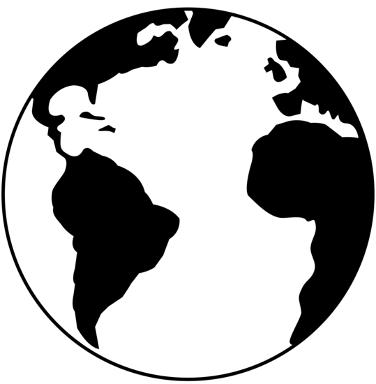 Black and White Earth Logo - Simple Planet Earth Logo. Doodling, drawing. Clip art
