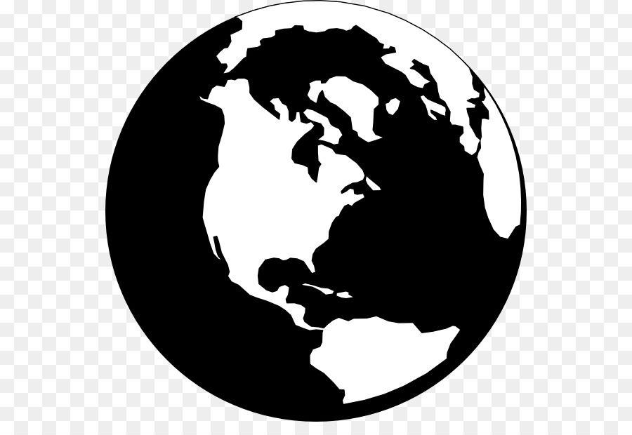 Black and White Earth Logo - World Globe Black and white Clip art Clipart Black png