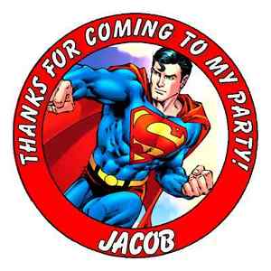 Thank You Superman Logo - SUPERMAN BIRTHDAY PERSONALIZED THANK YOU PARTY STICKERS FAVORS ...