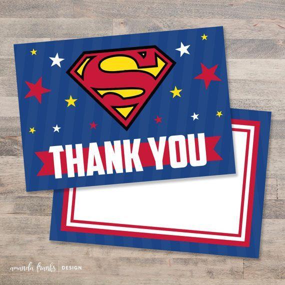 Thank You Superman Logo - Printable Superheroes Superman Birthday Party Thank You Card ...