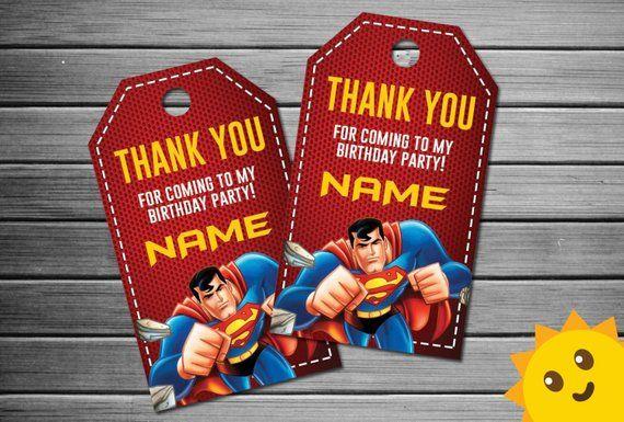 Thank You Superman Logo - Superman Thank You Tags Superman Birthday Favor Tags