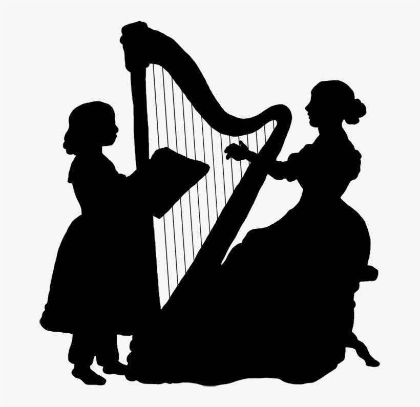 Woman Harp Logo - Woman Playing The Harp Silhouette - Lady Playing Harp Silhouette ...