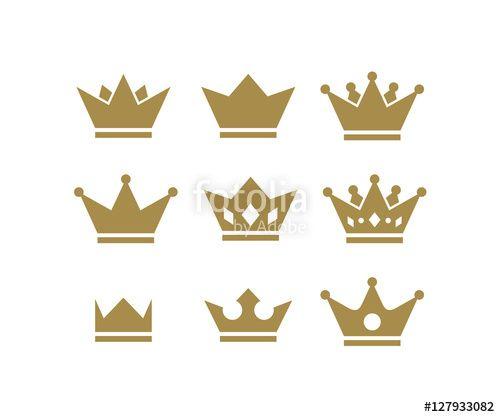 King Crown Logo - Silhouette King Crown Hat Set Icon Logo Design