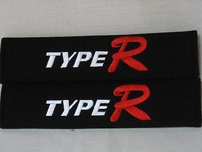 Cool R Logo - Embroidery Cool Black Seat Belt Cover Shoulder Pads Pair Type R Logo