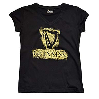 Woman Harp Logo - Guinness Black Harp V Neck Ladies T Shirt XX Large