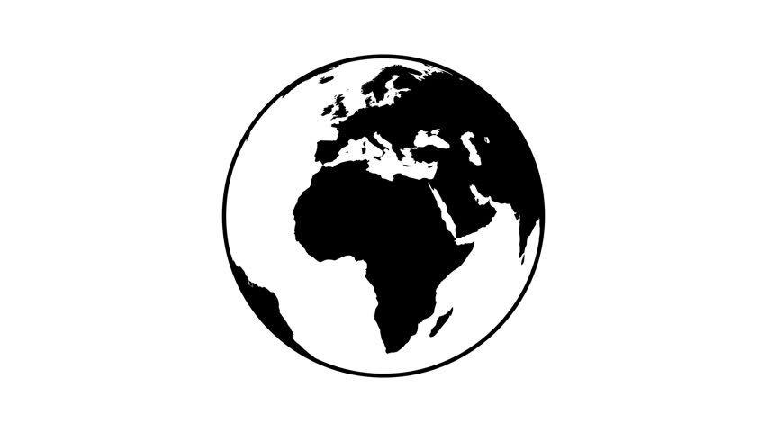 Black and White Earth Logo - Rotating Earth Globe Silhouette Isolated Stock Footage Video (100 ...