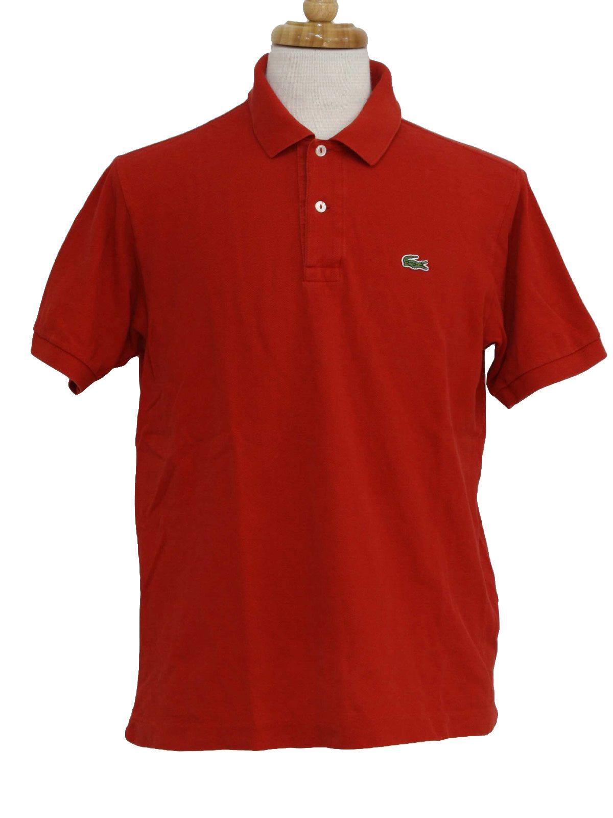 Alligator Shirt Logo - 80's Vintage Shirt: 80s -Lacoste- Mens red woven cotton short sleeve ...