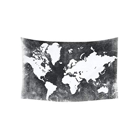 Black and White Earth Logo - Custom Black and White Earth World Map Tapestry Wall Hanging Global