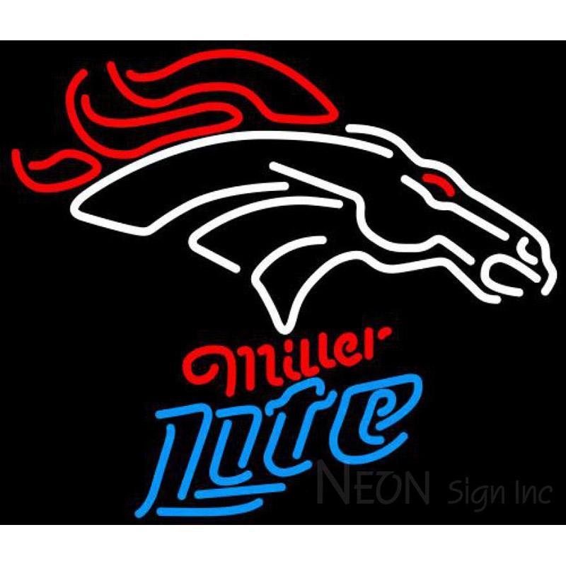 Neon Broncos Logo - Miller Lite Neon Denver Broncos NFL Neon Sign 1 0017