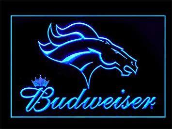 Neon Broncos Logo - Amazon.com: Denver Broncos Budweiser Led Light Sign: Home & Kitchen