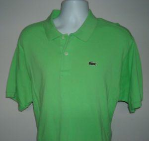 Alligator Clothing Logo - Mens Lacoste Polo Shirt Bright Green SIZE 8 Alligator Patch Logo 100