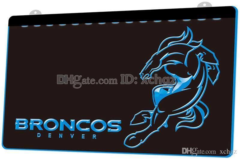 Neon Broncos Logo - F075 Denver Broncos Bar Pub Logo NEW 3D Engraving LED Light Sign ...