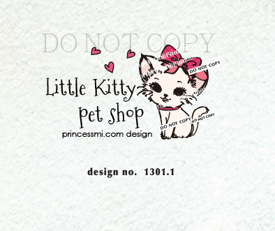 Cute Cat Logo - 1301-1 cat logo, hand drawn cat logo, kitten logo, pet shop logo ...