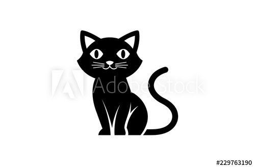 Cute Cat Logo - Creative Black Cute Cat Logo Design Illustration this stock