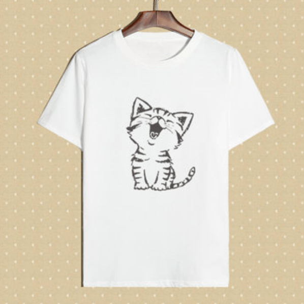 Cute Cat Logo - Men's Cute Cat Logo White Short Sleeve T-shirt- BFMe.in