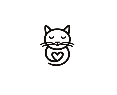 Cute Cat Logo - Cat Heart. Logo Design, Magic Wand, Heart, Love Color, Fashion, Arts