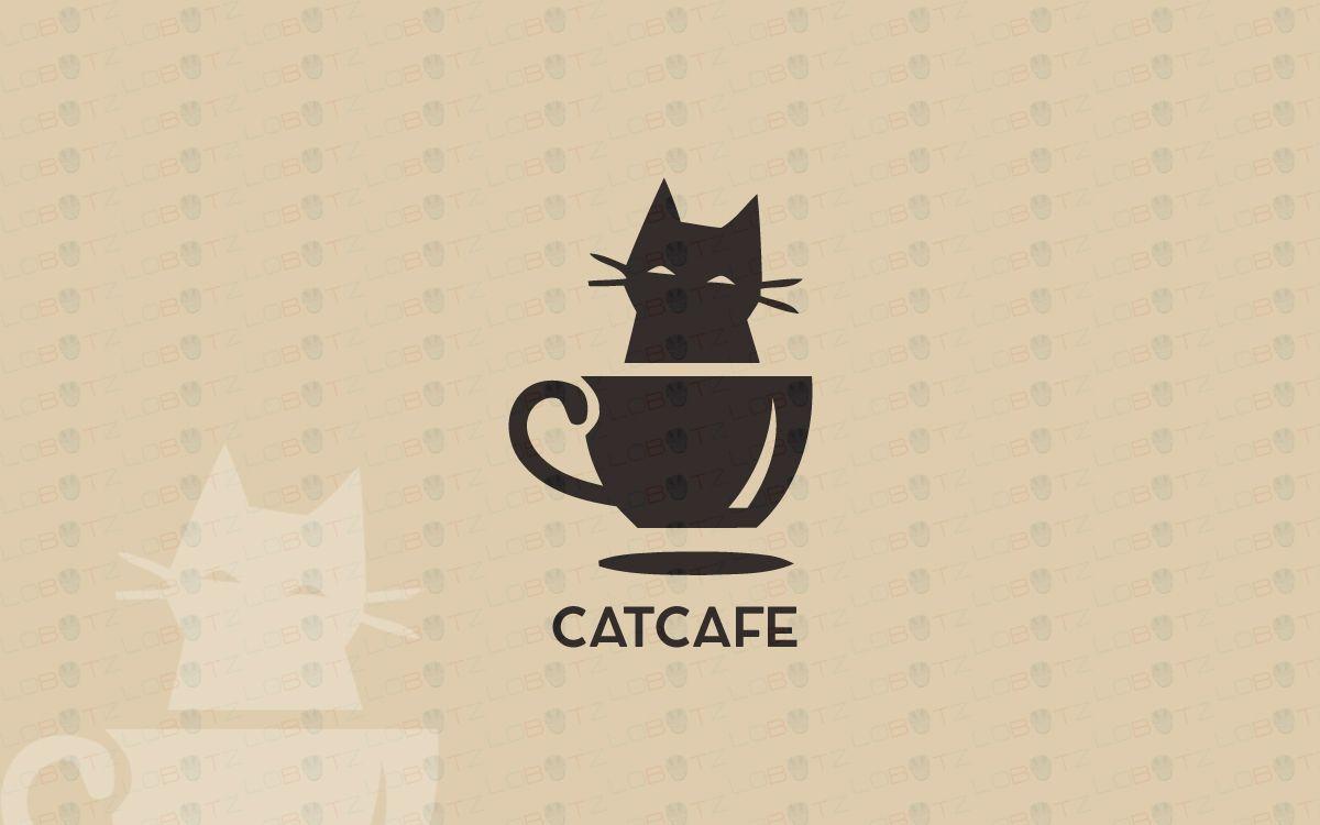 Cute Cat Logo - Cute & Creative Cat Cafe Logo Premade logos