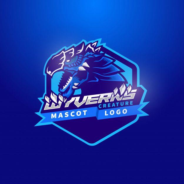 Wyvern Logo - Blue dragon head mascot logo wyvern mythology creature Vector ...