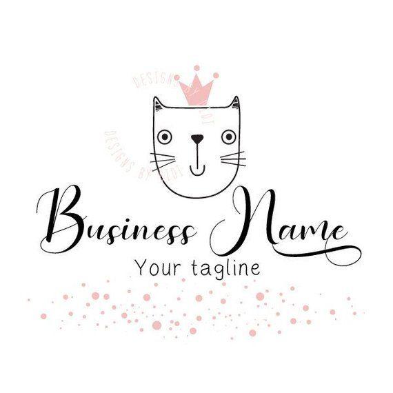 Cute Cat Logo - Cat logo design pink black cat Logo design Cute Cat Business | Etsy