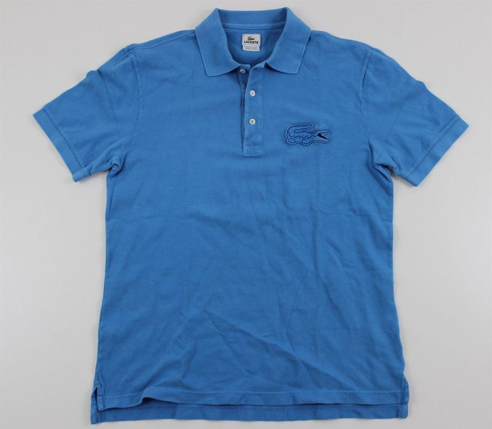 Alligator Clothing Logo - Lacoste big logo short sleeve polo shirt mens sz 5 medium blue