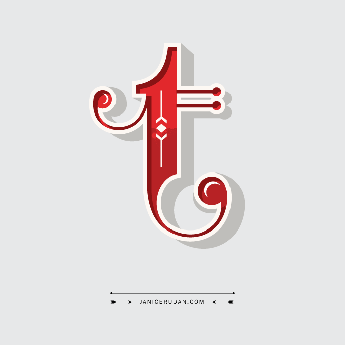 Fancy Red Letters Logo - Love Letter T by Janice Rudan #typography #lettering #LoveLetter
