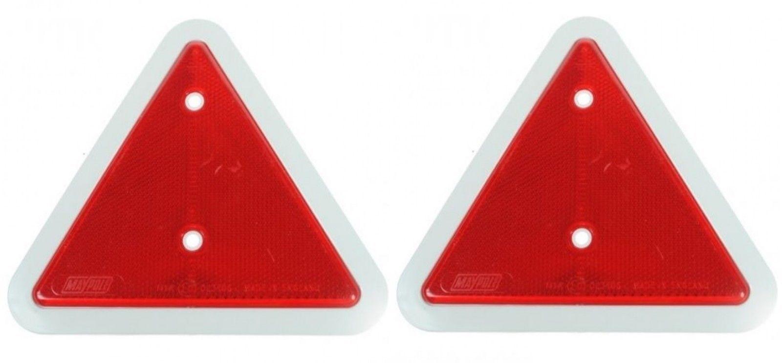 Red Triangle Automotive Logo - 2x maypole red triangle reflector screw fit lorry trailer caravan