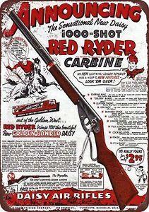 Red Rider BB Logo - 1940 Daisy Red Ryder BB Gun Vintage Look Reproduction 8 x 12 Metal ...