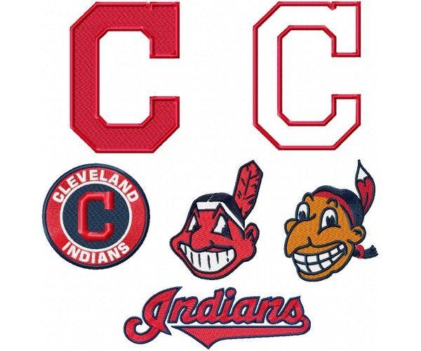 Indians Logo - Cleveland Indians logo machine embroidery design for instant download