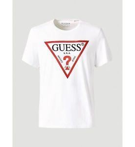 White Triangle Logo - Guess jeans Mens Originals Triangle Logo T Shirt White Asap Rocky ...