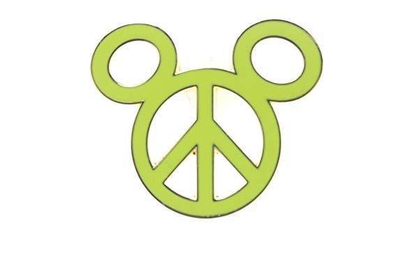 Peace Sign Company Logo - Disney Peace Sign Mickey Head (Yellow / Neon Green) Pin: Amazon.co