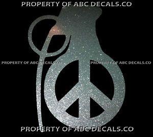 Peace Sign Company Logo - VRS HEART BEAT LINE GRENADE Peace Sign Symbol Love not War Bomb CAR